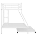 Twin over Full Bed with Sturdy Steel Frame, Bunk Bed with Twin Size Trundle, Two-Side Ladders, White(OLD SKU:MF194424AAK) - Supfirm