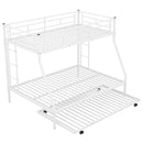 Twin over Full Bed with Sturdy Steel Frame, Bunk Bed with Twin Size Trundle, Two-Side Ladders, White(OLD SKU:MF194424AAK) - Supfirm