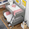 Twin over Full Bunk Bed with Ladder, Two Storage Drawers, Safety Guardrail, Gray - Supfirm