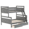 Twin over Full Bunk Bed with Ladder, Two Storage Drawers, Safety Guardrail, Gray - Supfirm