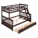 Twin-Over-Full Bunk Bed with Ladders and Two Storage Drawers(Espresso)( old sku:LT000165AAP） - Supfirm