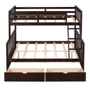 Twin-Over-Full Bunk Bed with Ladders and Two Storage Drawers(Espresso)( old sku:LT000165AAP） - Supfirm