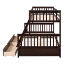 Twin-Over-Full Bunk Bed with Ladders and Two Storage Drawers(Espresso)( old sku:LT000165AAP） - Supfirm