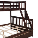 Twin-Over-Full Bunk Bed with Ladders and Two Storage Drawers(Espresso)( old sku:LT000165AAP） - Supfirm