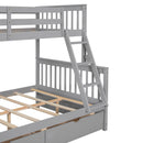 Twin-Over-Full Bunk Bed with Ladders and Two Storage Drawers(Gray){old sku:LT000165AAE} - Supfirm