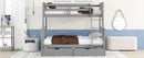 Twin-Over-Full Bunk Bed with Ladders and Two Storage Drawers(Gray){old sku:LT000165AAE} - Supfirm