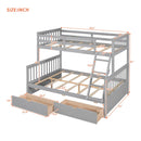 Twin-Over-Full Bunk Bed with Ladders and Two Storage Drawers(Gray){old sku:LT000165AAE} - Supfirm