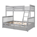 Twin-Over-Full Bunk Bed with Ladders and Two Storage Drawers(Gray){old sku:LT000165AAE} - Supfirm