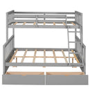 Twin-Over-Full Bunk Bed with Ladders and Two Storage Drawers(Gray){old sku:LT000165AAE} - Supfirm