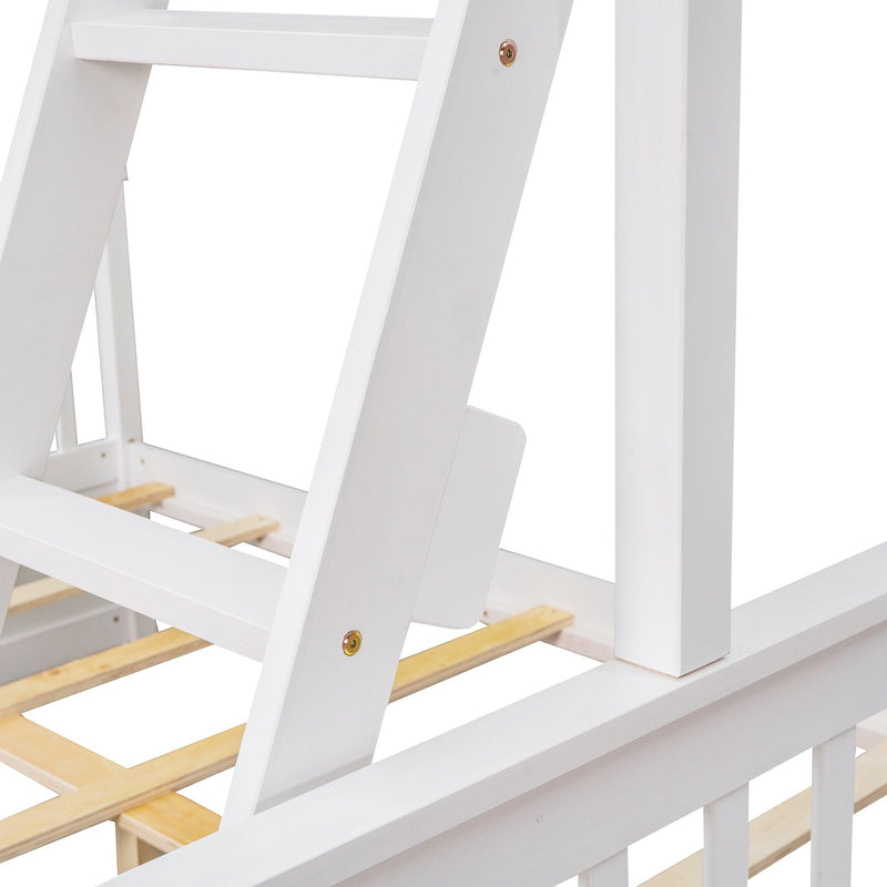 Twin-Over-Full Bunk Bed with Ladders and Two Storage Drawers (White){old sku:LT000165AAK} - Supfirm