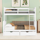 Twin-Over-Full Bunk Bed with Ladders and Two Storage Drawers (White){old sku:LT000165AAK} - Supfirm