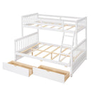 Twin-Over-Full Bunk Bed with Ladders and Two Storage Drawers (White){old sku:LT000165AAK} - Supfirm