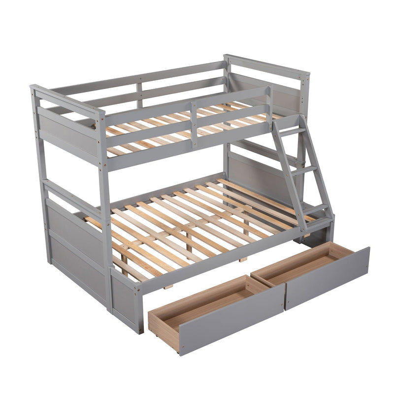 Twin over Full Bunk Bed with Storage - Gray(OLD SKU :LP000022AAE) - Supfirm