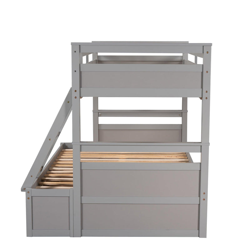 Twin over Full Bunk Bed with Storage - Gray(OLD SKU :LP000022AAE) - Supfirm