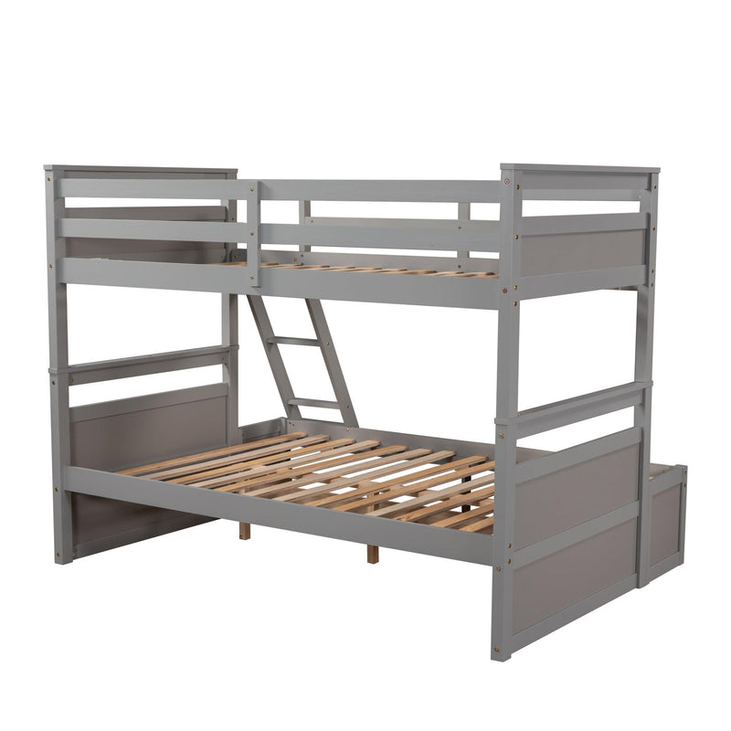 Twin over Full Bunk Bed with Storage - Gray(OLD SKU :LP000022AAE) - Supfirm