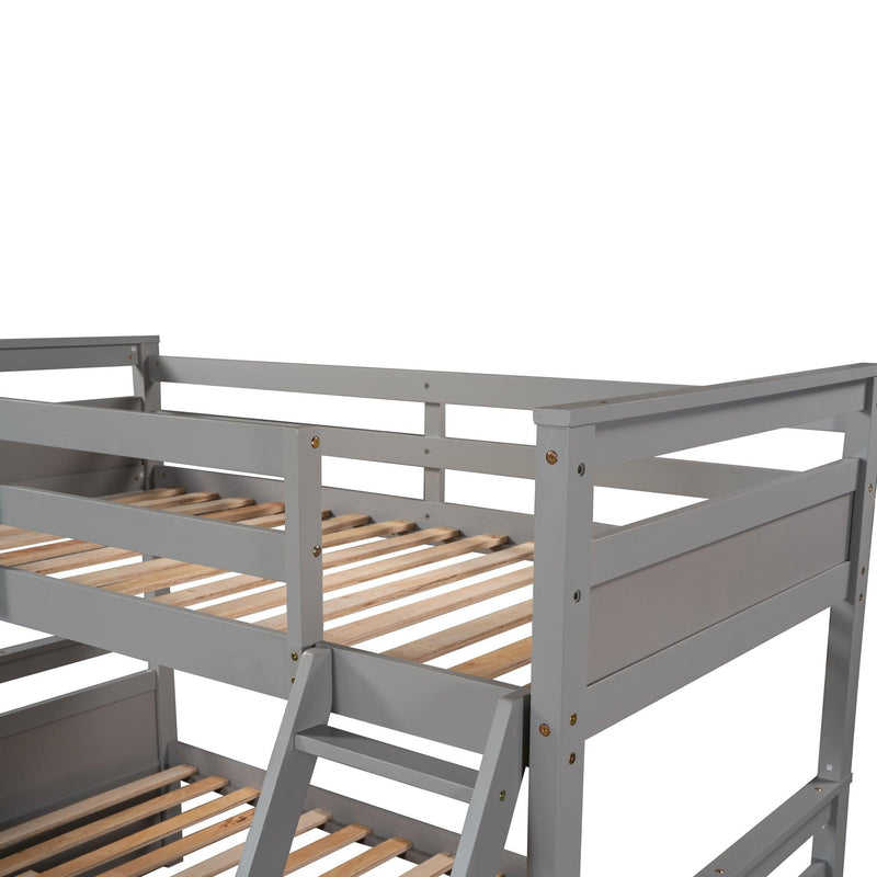 Twin over Full Bunk Bed with Storage - Gray(OLD SKU :LP000022AAE) - Supfirm