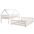 Twin over Full House Bunk Bed with Built-in Ladder,White - Supfirm