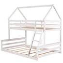 Twin over Full House Bunk Bed with Built-in Ladder,White - Supfirm