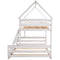 Twin over Full House Bunk Bed with Built-in Ladder,White - Supfirm