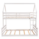 Twin over Full House Bunk Bed with Built-in Ladder,White - Supfirm