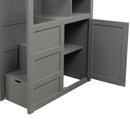 Twin over Full/Twin Bunk Bed, Convertible Bottom Bed, Storage Shelves and Drawers, Gray - Supfirm