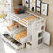 Twin over Full/Twin Bunk Bed, Convertible Bottom Bed, Storage Shelves and Drawers, White - Supfirm