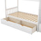 Twin over Full/Twin Bunk Bed, Convertible Bottom Bed, Storage Shelves and Drawers, White - Supfirm