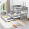 Twin over Pull-out Bunk Bed with Trundle, Gray - Supfirm