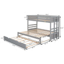 Twin over Pull-out Bunk Bed with Trundle, Gray - Supfirm