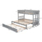 Twin over Pull-out Bunk Bed with Trundle, Gray - Supfirm