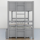 Twin over Pull-out Bunk Bed with Trundle, Gray - Supfirm