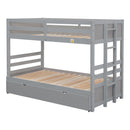 Twin over Pull-out Bunk Bed with Trundle, Gray - Supfirm