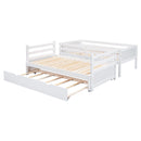 Twin over Pull-out Bunk Bed with Trundle, White - Supfirm