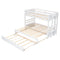 Twin over Pull-out Bunk Bed with Trundle, White - Supfirm