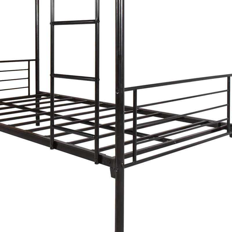 Twin over Twin Bunk Bed, Metal Frame with Ladder - Supfirm