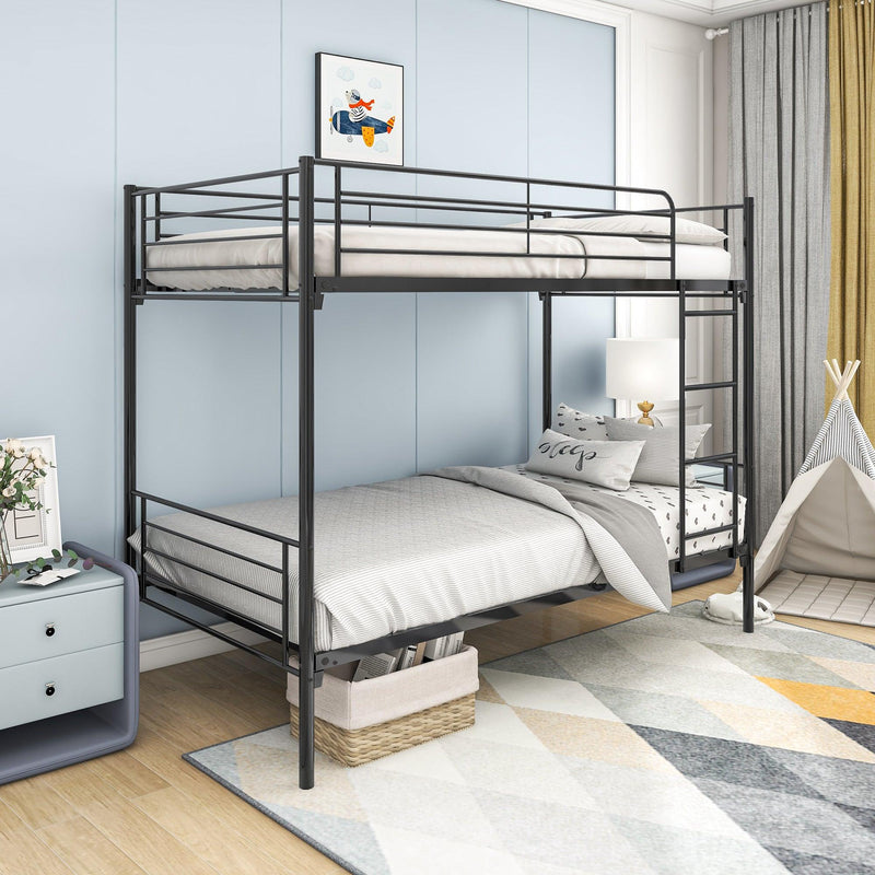 Twin over Twin Bunk Bed, Metal Frame with Ladder - Supfirm