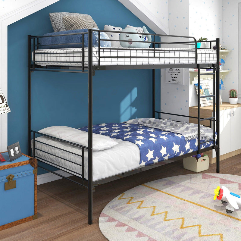 Twin over Twin Bunk Bed, Metal Frame with Ladder - Supfirm