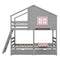 Twin over Twin Bunk Bed with 2 Drawers, 1 Storage Box, 1 Shelf, Window and Roof-Gray(OLD SKU:LT000608AAE) - Supfirm