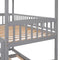 Twin Over Twin Bunk Bed with Slide, House Bed with Slide, Gray(OLD SKU: LT000214AAE) - Supfirm