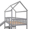 Twin Over Twin Bunk Bed with Slide, House Bed with Slide, Gray(OLD SKU: LT000214AAE) - Supfirm