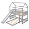 Twin Over Twin Bunk Bed with Slide, House Bed with Slide, Gray(OLD SKU: LT000214AAE) - Supfirm