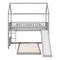 Twin Over Twin Bunk Bed with Slide, House Bed with Slide, Gray(OLD SKU: LT000214AAE) - Supfirm