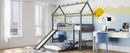 Twin Over Twin Bunk Bed with Slide, House Bed with Slide, Gray(OLD SKU: LT000214AAE) - Supfirm