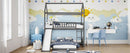 Twin Over Twin Bunk Bed with Slide, House Bed with Slide, Gray(OLD SKU: LT000214AAE) - Supfirm