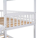 Twin Over Twin Bunk Bed with Slide, House Bed with Slide, White(OLD SKU: LT000213AAK) - Supfirm