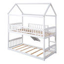 Twin Over Twin Bunk Bed with Slide, House Bed with Slide, White(OLD SKU: LT000213AAK) - Supfirm