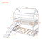 Twin Over Twin Bunk Bed with Slide, House Bed with Slide, White(OLD SKU: LT000213AAK) - Supfirm