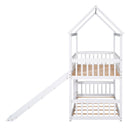 Twin Over Twin Bunk Bed with Slide, House Bed with Slide, White(OLD SKU: LT000213AAK) - Supfirm