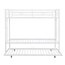 Twin over Twin Bunk Bed with Trundle, White - Supfirm