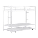 Twin over Twin Bunk Bed with Trundle, White - Supfirm